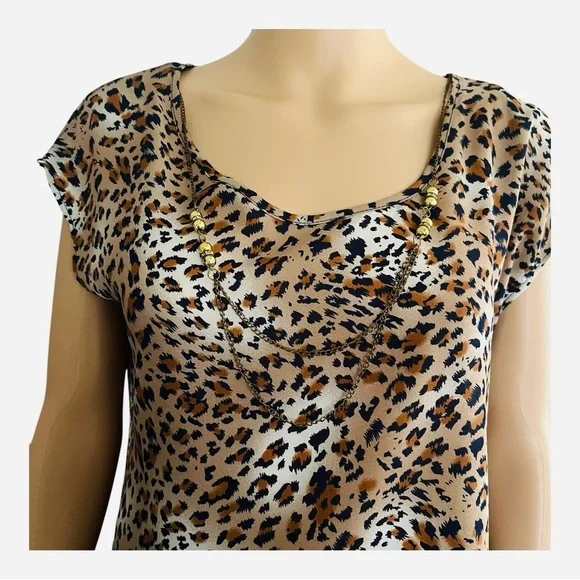 WIP Melody semi casual topshirt M scoop neck leopard print detailed back - Picture 3 of 14